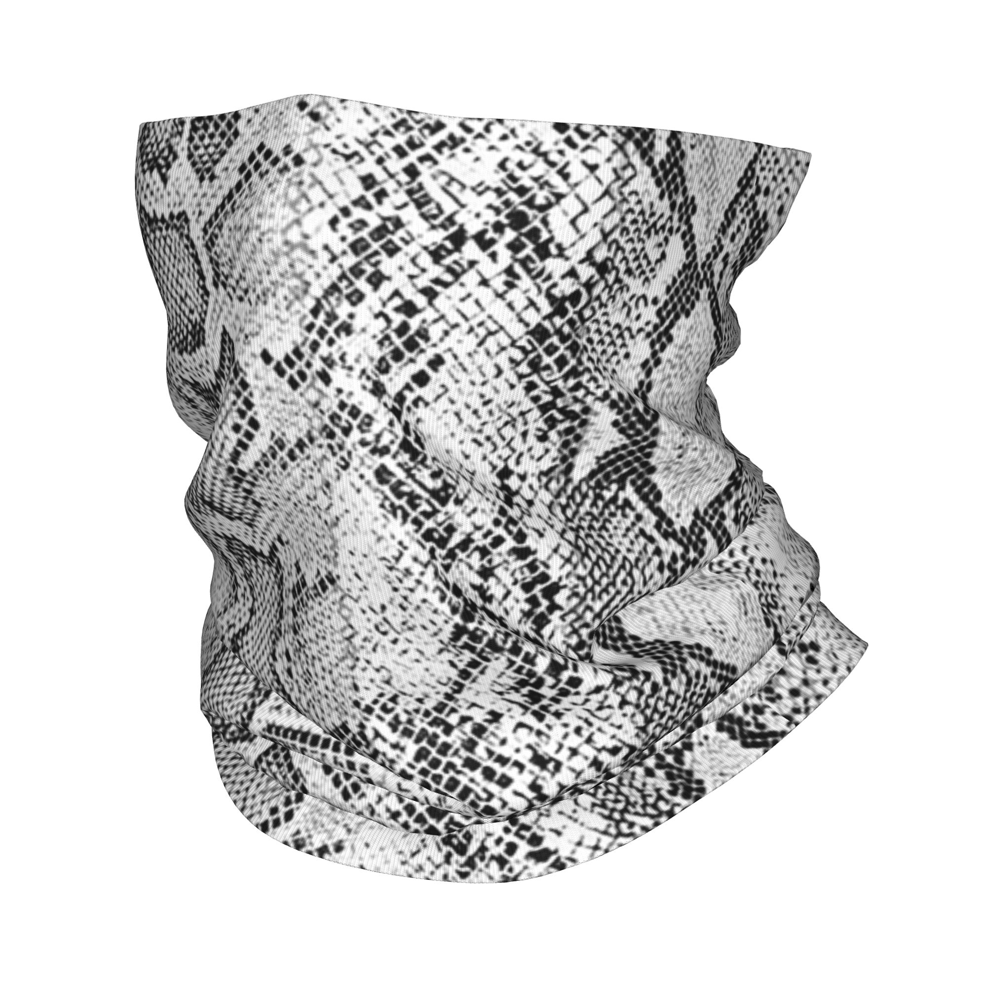 Bandana Blank White - Bandana Pola Kulit Ular Abu-abu Putih,